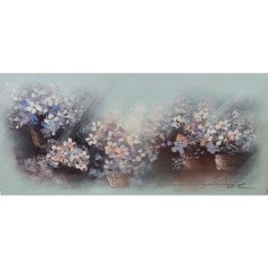 E Lee Vintage Original Painting Large Hydrangeas Still Life Floral Whimsical